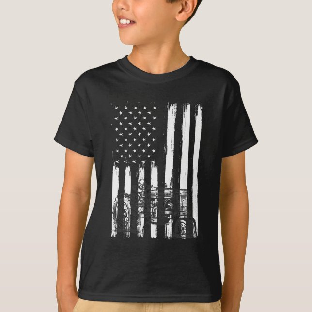 Amerikanische Fahne Farm Tractor Patriotic US Farm T-Shirt (Vorderseite)