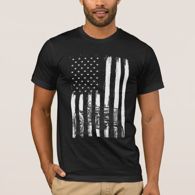 Amerikanische Fahne Farm Tractor Patriotic US Farm T-Shirt (Vorderseite)