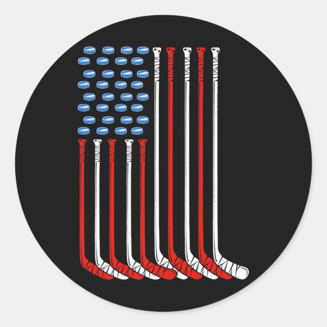 Amerikanische Fahne für den Hockey Runder Aufkleber (Vorderseite)