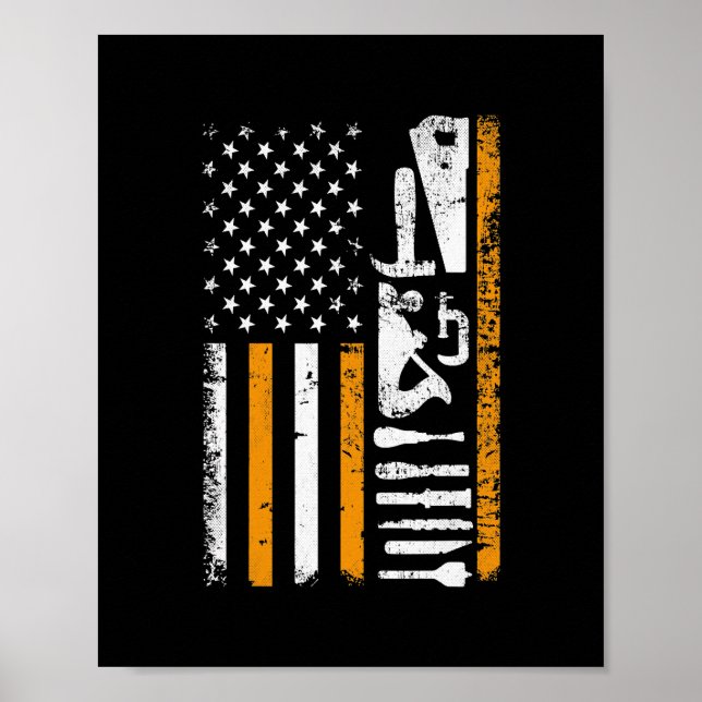 Amerikanische Fahne Holzbearbeitungsgeschenke Tisc Poster (Vorne)