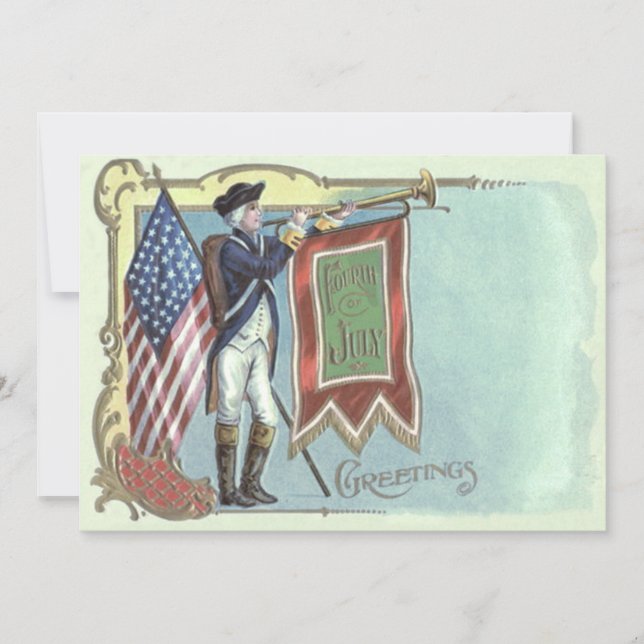 Amerikanische Fahne Horn, Soldat des Revolutionskr Einladung (Vorderseite)