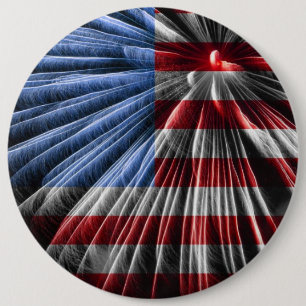Amerikanische Fahne in Rot und Blau, die Feuerwerk Button