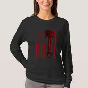 Amerikanische Fahne mit Motor Piston Graphic des T-Shirt