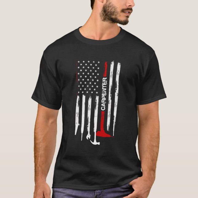 Amerikanische Fahne Woodworking Gift Carpenter Hol T-Shirt (Vorderseite)