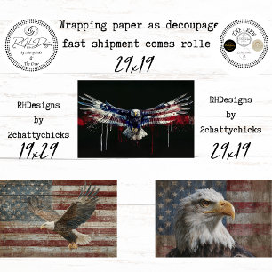 Amerikanische Feier Patrioter Adler Découpage Geschenkpapier Set