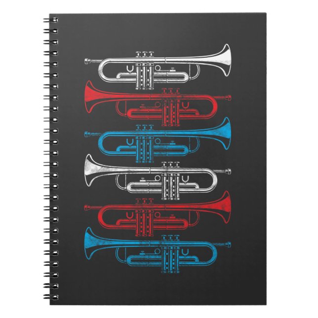 Amerikanische Flag Color Trompet Musikanlage Notizblock (Vorderseite)