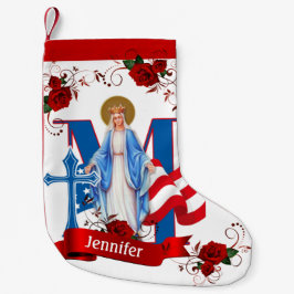 AMERIKANISCHE FLAG-JUNGFRAU MARY RELIGIÖSE ROSE KLEINER WEIHNACHTSSTRUMPF