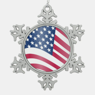 AMERIKANISCHE FLAG SCHNEEFLOCKEN Zinn-Ornament