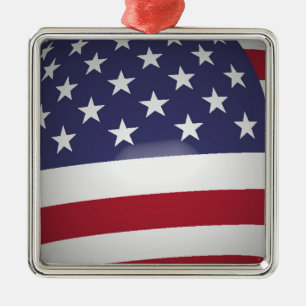 AMERIKANISCHE FLAG SILBERNES ORNAMENT