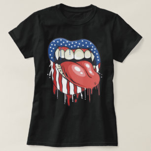 Amerikanische Flag Vampire Lips T-Shirt