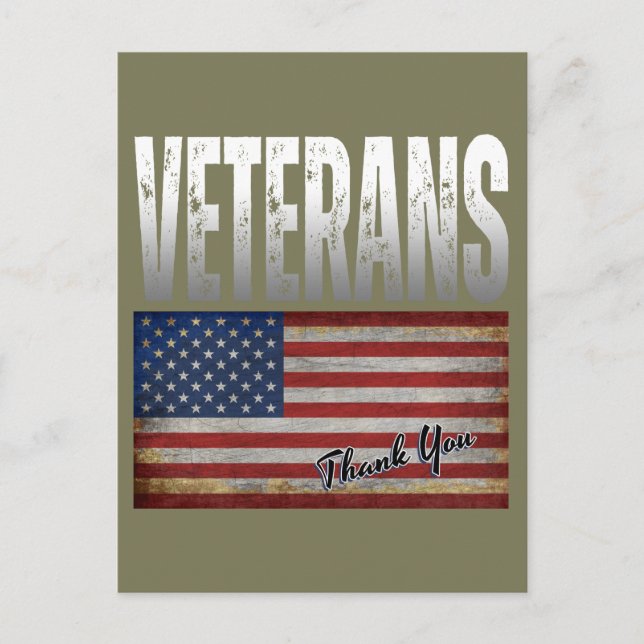 AMERIKANISCHE FLAG VETERANS DANKE IHNEN 4. JULI POSTKARTE (Vorderseite)