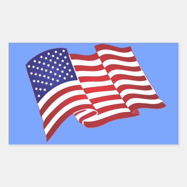 Amerikanische Flag Waving rechteckige Stickers (Vorderseite)