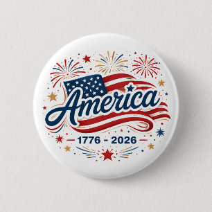 Amerikanische Flagge 1776 2026 Feuerwerk Sterne Button