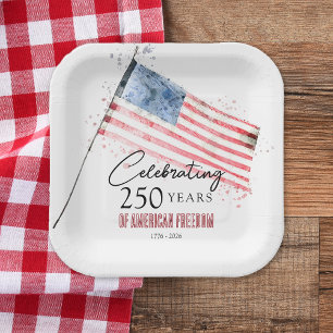 Amerikanische Flagge 250 Jahre Freiheit 4. Juli Pa Pappteller