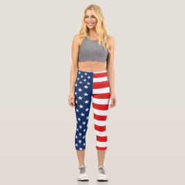 Amerikanische Flagge 4. Juli Capri Leggings
