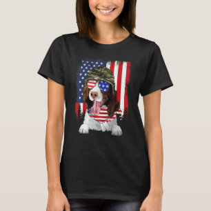 Amerikanische Flagge 4. Juli English Springer Span T-Shirt