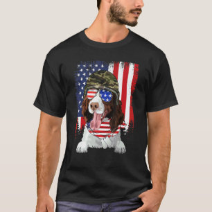 Amerikanische Flagge 4. Juli English Springer Span T-Shirt
