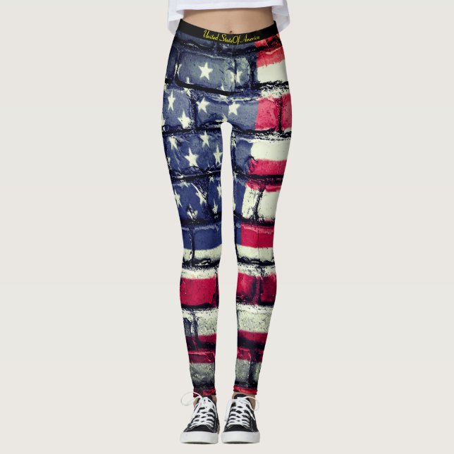Amerikanische Flagge 4. Juli Feier Leggings (Vorderseite)