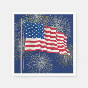 Amerikanische Flagge 4. Juli Feuerwerk Serviette