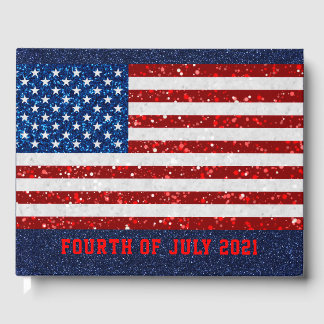 Amerikanische Flagge 4. Juli Glitzer Gästebuch