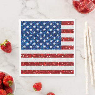 Amerikanische Flagge 4. Juli Glitzer Serviette