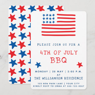 Amerikanische Flagge 4. Juli GRILLEN Einladung