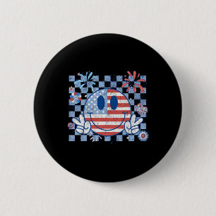 Amerikanische Flagge 4. Juli Groovy lächelnd Gesic Button