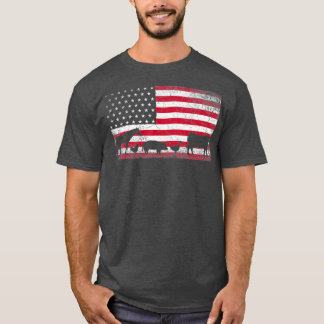 Amerikanische Flagge 4. Juli Hühnerpferd Schwein T-Shirt