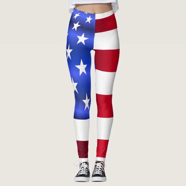 Amerikanische Flagge 4. Juli Leggings (Vorderseite)