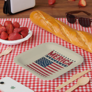 Amerikanische Flagge 4. Juli Merica Pappteller