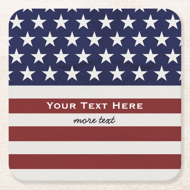 Amerikanische Flagge 4. USA personalisierter Rechteckiger Pappuntersetzer (Vorderseite)