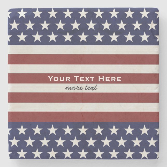 Amerikanische Flagge 4. USA personalisierter Steinuntersetzer (Vorderseite)