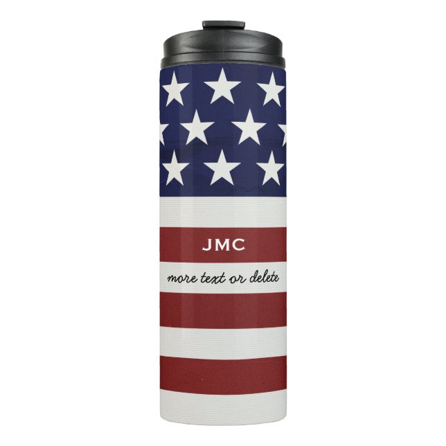 Amerikanische Flagge 4. USA personalisierter Thermosbecher (Vorderseite)
