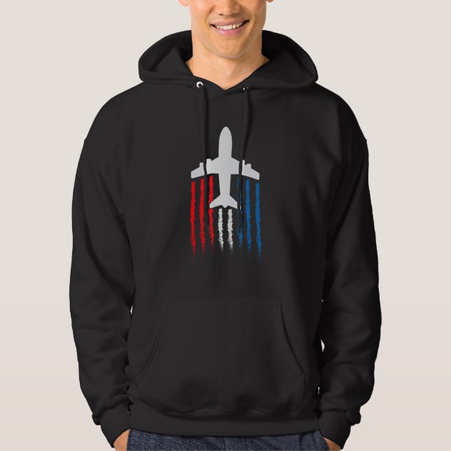 Amerikanische Flagge 747 Jumbo-Jet 4. Juli Hoodie (Vorderseite)