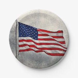 Amerikanische Flagge 7" Rundpapierplatte Pappteller