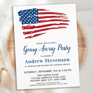 Amerikanische Flagge Abschiedsparty für Militärang Ankündigungspostkarte