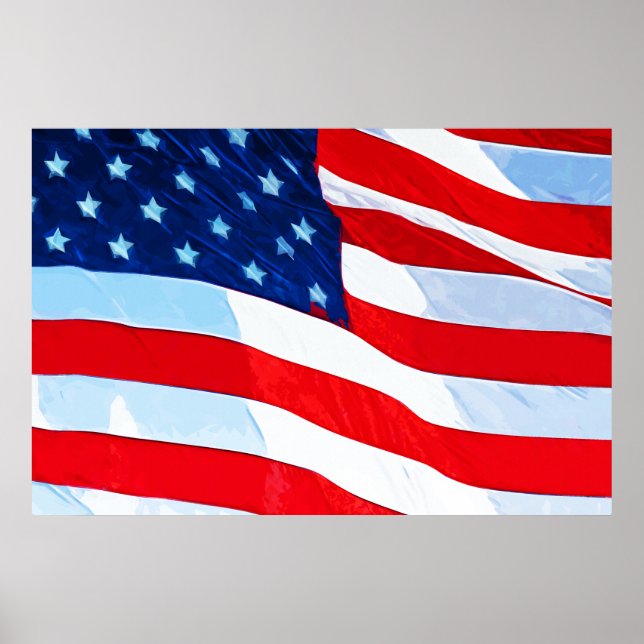 Amerikanische Flagge Abstrakter Impressionismus Poster (Vorne)