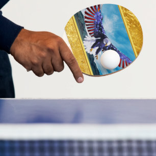 Amerikanische Flagge Adler fliegt im Himmel Goldfo Tischtennis Schläger