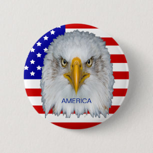 Amerikanische Flagge, Adler und editierbarer Text Button