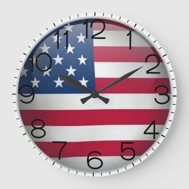 Amerikanische Flagge Akrylwall-Uhr Große Wanduhr (Vorderseite)