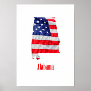 Amerikanische Flagge Alabama Vereinigte Staaten Poster