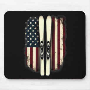 Amerikanische Flagge Alpinski Skifahrer 3 Mousepad