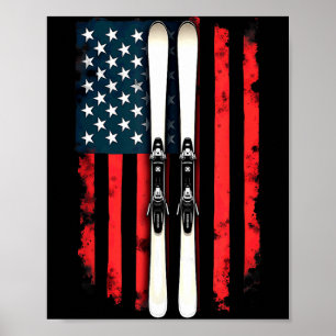 Amerikanische Flagge Alpinski Skifahrer Amerikanis Poster