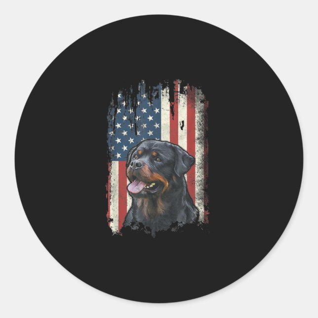 Amerikanische Flagge als patriotischer Hundeliebha Runder Aufkleber (Vorderseite)