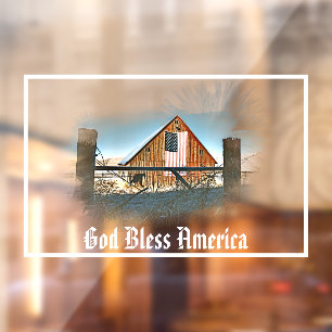 *~* Amerikanische Flagge Alter Stall GOD BLESS AME Fensteraufkleber