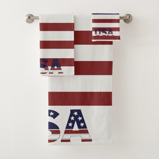 Amerikanische Flagge - amerikanisches Muster Badhandtuch Set (Insitu)