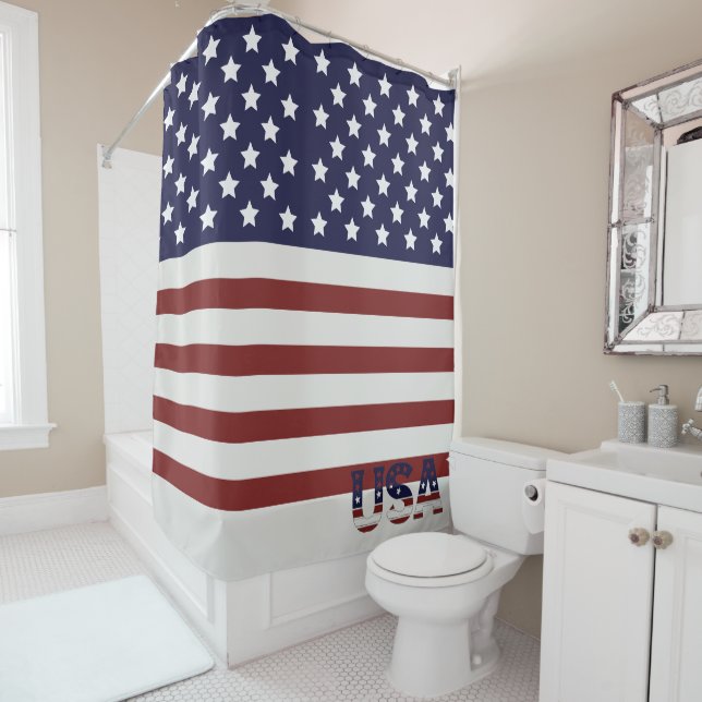 Amerikanische Flagge - amerikanisches Muster Duschvorhang (Beispiel)