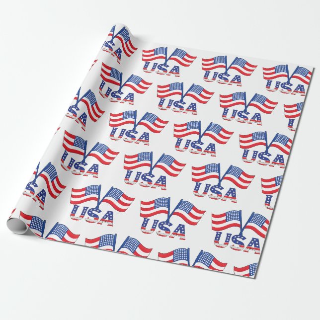 Amerikanische Flagge - amerikanisches Muster Geschenkpapier (Ungerollt)