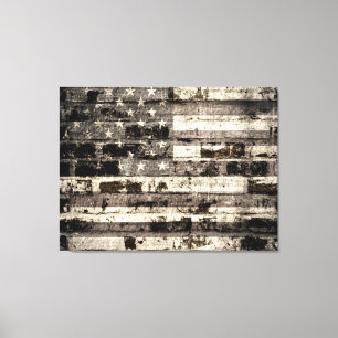 Amerikanische Flagge an alter Backsteinmauer 2 Leinwanddruck