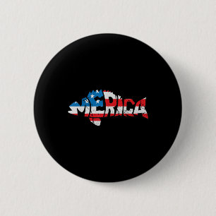 Amerikanische Flagge Angelfreunde Fischer Lustiger Button